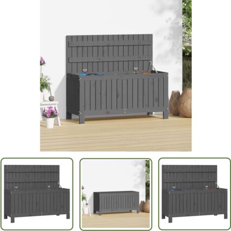 The Living Store Boîte de rangement de jardin Gris 108x42,5x54 cm Bois de pin - Boîte De Rangement Jardin - Coffre De Jardin - Rangement Exterieur - Meuble De Jardin - Bois De Pin