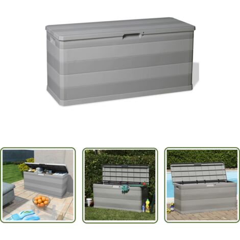 The Living Store Boîte de rangement de jardin gris 117x45x56 cm - Boîte De Rangement Jardin - Coffre De Rangement Extérieur - Rangement Jardin - Boîte À Outils Extérieure - Stockage Jardin