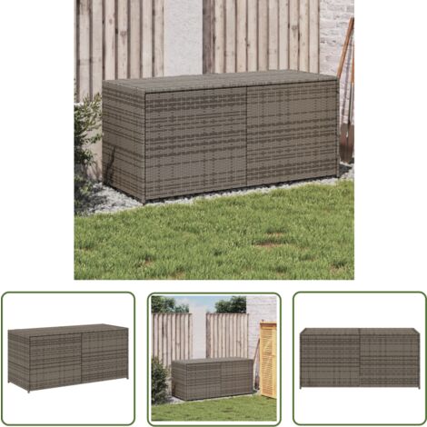 The Living Store Boîte de rangement de jardin gris 283L résine tressée - Boîte De Rangement Jardin - Coffre De Jardin - Rangement Extérieur - Résine Tressée - Polyrotan