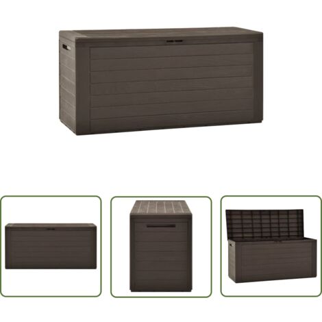The Living Store Boîte de rangement de jardin Marron 116x44x55 cm - Boîte De Rangement Jardin - Coffre De Rangement Extérieur - Rangement Jardin - Polypropylène - Meuble De Jardin