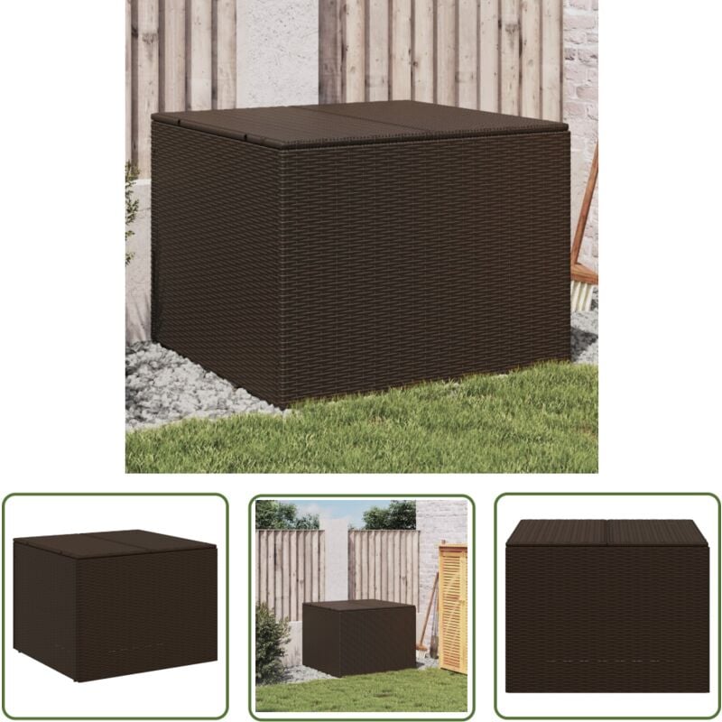 Boîte de rangement de jardin marron 291L résine tressée - Boîte De Rangement Jardin - Coffre De Jardin - Rangement Extérieur - Résine Tressée