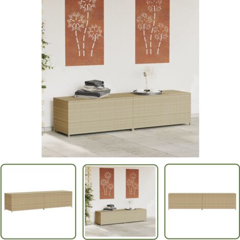 The Living Store Boîte de rangement de jardin mélange beige 469L résine tressée - Boîte De Rangement Jardin - Coffre De Jardin - Rangement Extérieur - Résine Tressée - Polyrotan