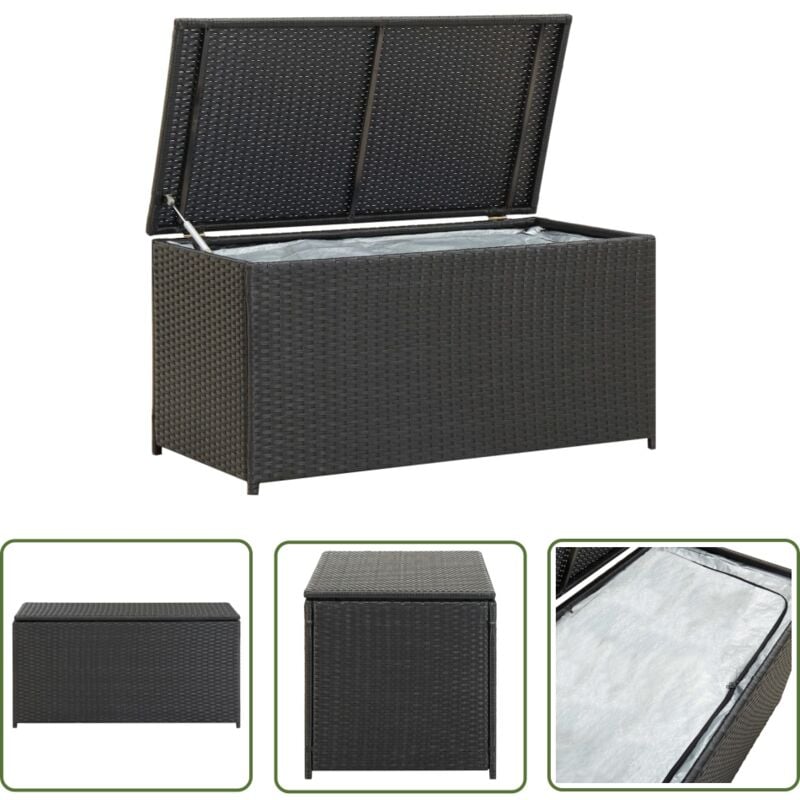 Boîte de rangement de jardin résine tressée 100x50x50 cm noir - Coffre De Rangement - Boîte De Rangement Extérieure - Rangement Jardin - Meuble De