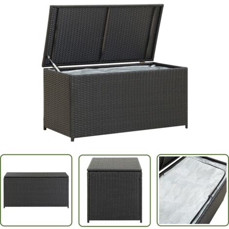 The Living Store Boîte de rangement de jardin résine tressée 100x50x50 cm noir - Coffre De Rangement - Boîte De Rangement Extérieure - Rangement Jardin - Meuble De Jardin - Décoration Jardin