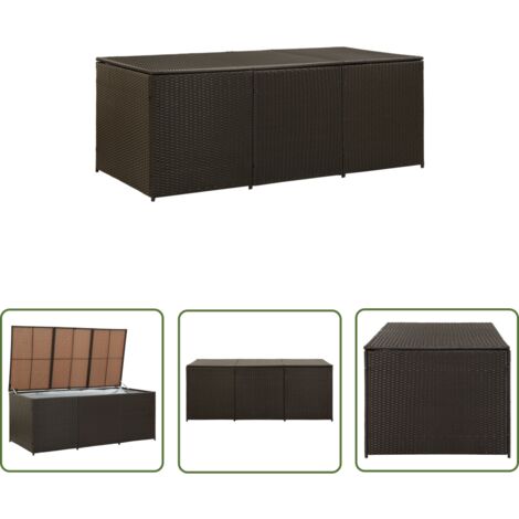 The Living Store Boîte de rangement de jardin résine tressée 180x90x70 cm marron - Coffre De Jardin - Rangement Extérieur - Boîte De Rangement - Meuble De Jardin - Résine Tressée