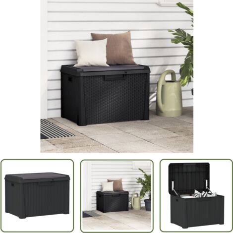 The Living Store Boîte de rangement jardin coussin de siège anthracite 125 L PP - Boîte De Rangement Jardin - Coffre De Rangement Extérieur - Rangement Jardin - Meuble De Jardin - Coffre De Jardin En 
