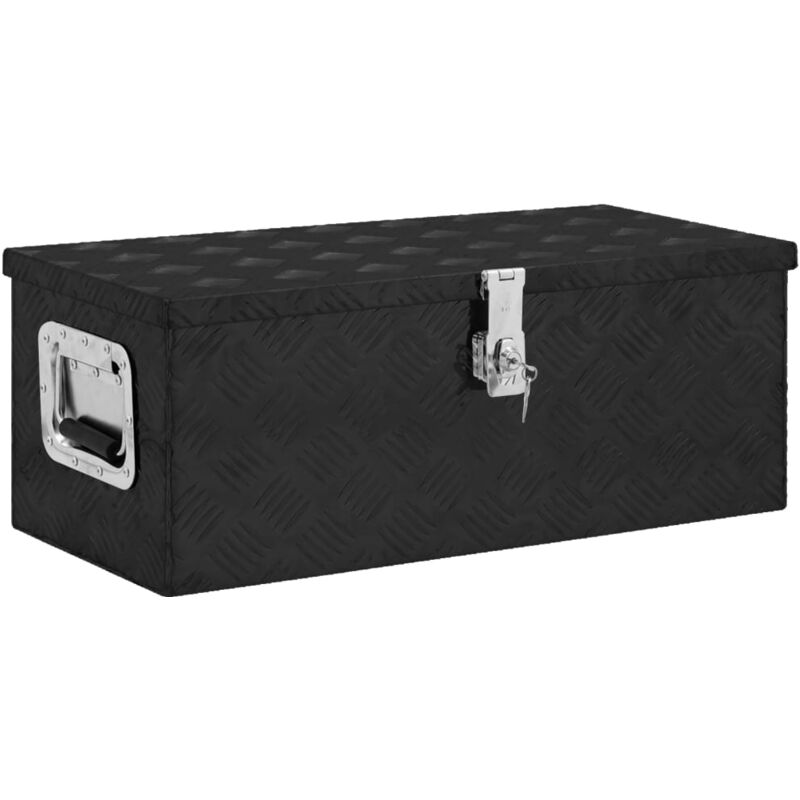 The Living Store - Boîte de rangement Noir 70x31x27 cm Aluminium - Noir