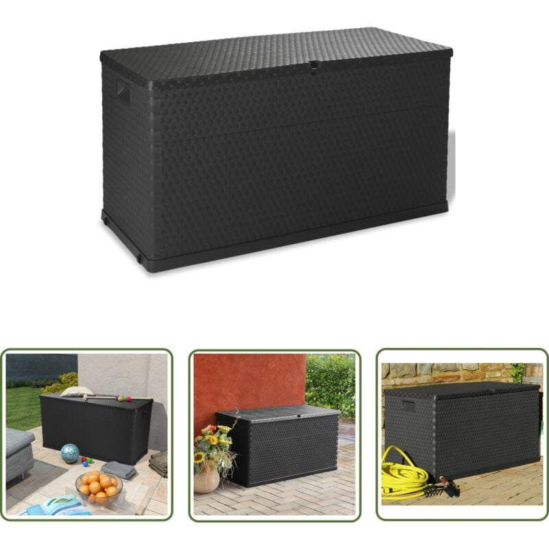 Boîte de stockage de jardin Anthracite 120x56x63 cm pp Rotin - Boîte De Rangement Jardin - Coffre De Rangement Extérieur - Rangement Jardin - Boîte à