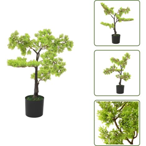The Living Store Bonsái de ciprés artificial con macetero 60 cm verde - Planta artificial
