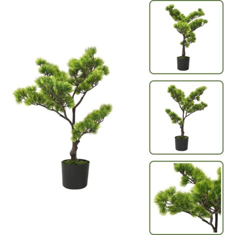 The Living Store Bonsái pinus artificial con macetero 60 cm verde - Planta artificial
