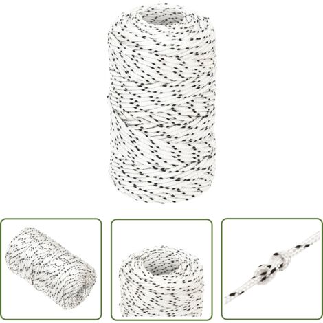 The Living Store Bootsseil Geflochten Weiß 2 mmx500 m Polyester - Polyester Seil - Bootsschnur - Schiffsseil - Segeltuch - Leinen