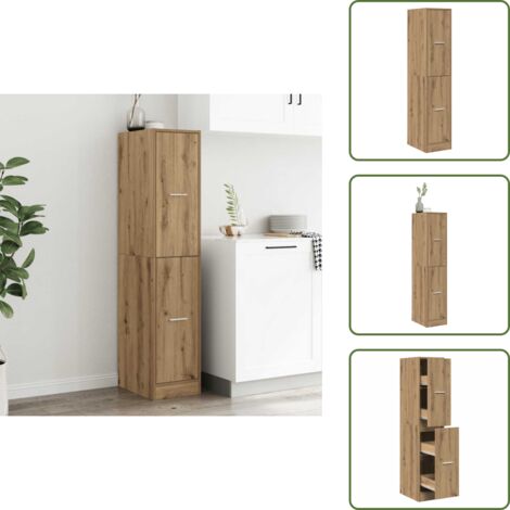 The Living Store Boticario de roble artesanal 30x41x144,5 cm Madera de ingeniería - Mueble de almacenamiento