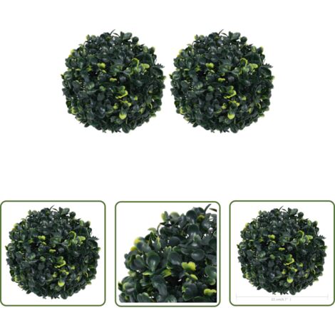 The Living Store Boules de buis artificielles 2 pcs 22 cm - Balles De Buis Artificielles - Décoration Intérieur Extérieur - Plantes Artificielles - Verdure Artificielle - Boules Vertes