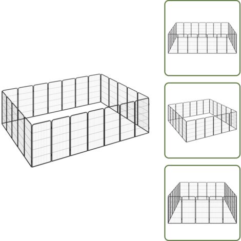 The Living Store Box Cani 24 Pannelli Nero 50x100 cm Acciaio Verniciato Polvere - Box da esterno