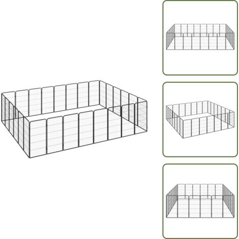The Living Store Box Cani 28 Pannelli Nero 50x100 cm Acciaio Verniciato Polvere - Box da esterno