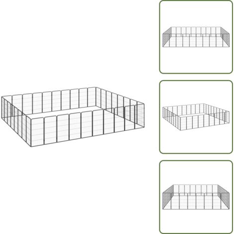 The Living Store Box Cani 36 Pannelli Nero 50x100 cm Acciaio Verniciato Polvere - Box per cani esterni