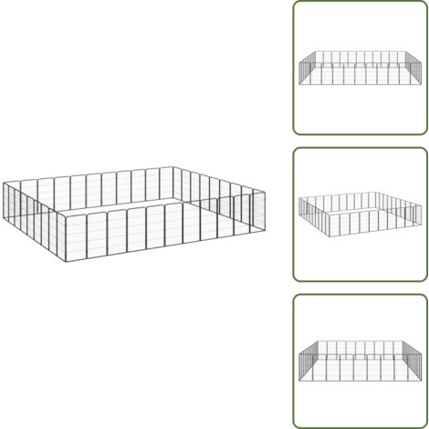 The Living Store Box Cani 40 Pannelli Nero 50x100 cm Acciaio Verniciato Polvere - Box per cani esterno