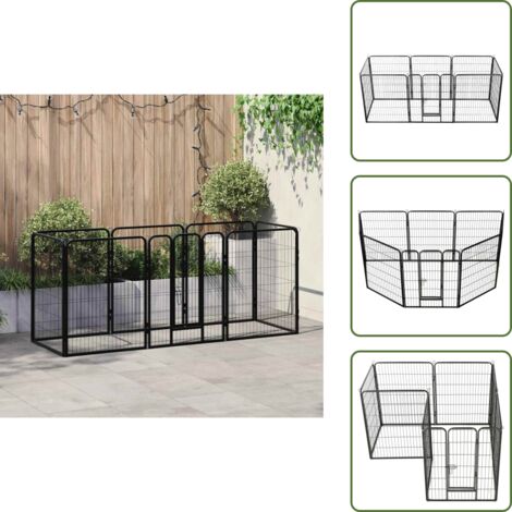 The Living Store Box per Cani con 8 Pannelli in Acciaio 80x100 cm Nero - Cani