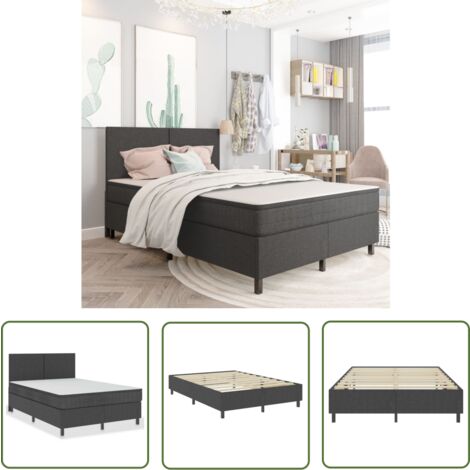 The Living Store Boxspring-Bettgestell Grau Stoff 160x200 cm - Boxspringbett - Doppelbett - Bettrahmen - Bettgestell - Grau