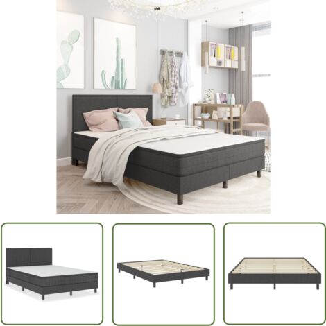 The Living Store Boxspring-Bettgestell Grau Stoff 180x200 cm - Boxspringbett - Doppelbett - Bettgestell - Grau - Stoff