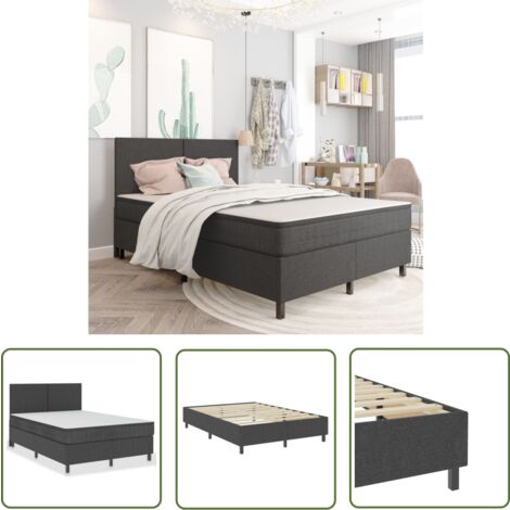 The Living Store Boxspringbett Dunkelgrau Stoff 140x200 cm - Boxspringbett - Doppelbett - Bettenrahmen - Schlafen - Komfort