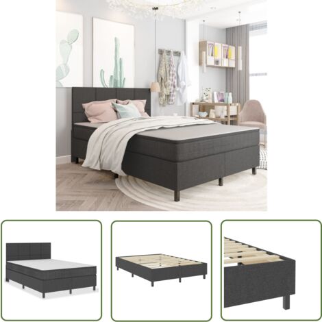 The Living Store Boxspringbett Dunkelgrau Stoff 140x200 cm - Boxspringbett - Doppelbett - Bettrahmen - Schlafsofa - Dunkles Holz