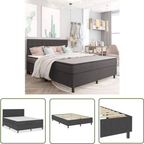 The Living Store Boxspringbett Dunkelgrau Stoff 160x200 cm - Boxspringbett - Doppelbett - Bettenrahmen - Schlafen - Komfort