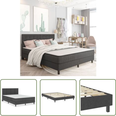 The Living Store Boxspringbett Dunkelgrau Stoff 160x200 cm - Boxspringbett - Doppelbett - Schlafsystem - Bettrahmen - Liegekomfort