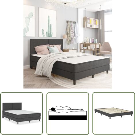 The Living Store Boxspringbett Dunkelgrau Stoff 180x200 cm - Boxspringbett - Doppelbett - Bettrahmen - Schlafen - Komfort