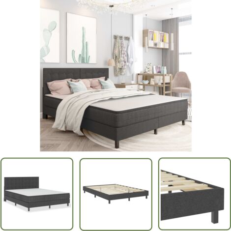 The Living Store Boxspringbett Dunkelgrau Stoff 180x200 cm - Boxspringbett - Doppelbett - Schlafsofa - Bettrahmen - Liegefläche 180x200 Cm