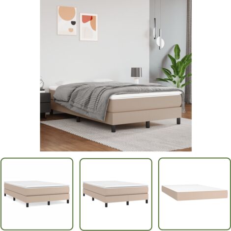 The Living Store Boxspringbett Matratze Cappuccino-Braun 120x200cm Kunstleder - Boxspringbett - Doppelbett - Bettenrahmen - Kunstlederbett - Matratze