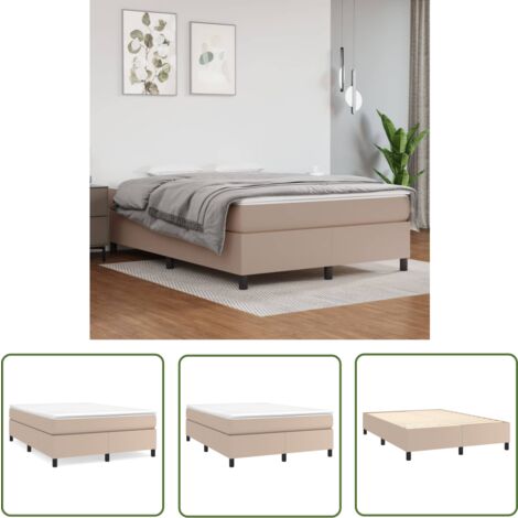 The Living Store Boxspringbett Matratze Cappuccino-Braun 140x200cm Kunstleder - Boxspringbett - Bettenrahmen - Doppelbett - Kunstlederbett - Lattenrost