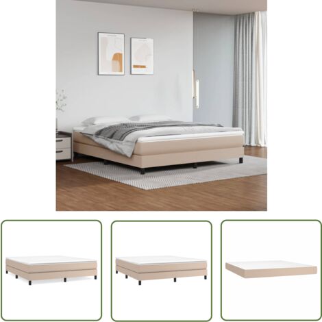 The Living Store Boxspringbett Matratze Cappuccino-Braun 160x200 cm Kunstleder - Boxspringbett - Betten - Doppelbett - Kunstleder - Matratze