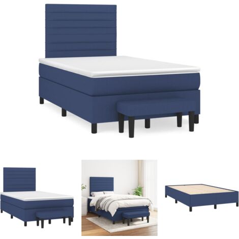 The Living Store Boxspringbett mit Matratze Blau 120x190 cm Stoff - Betten & Bettgestelle