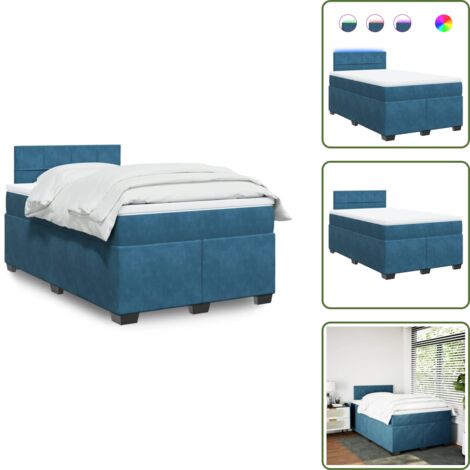 The Living Store Boxspringbett mit Matratze Blau 120x200 cm Samt - Matratze