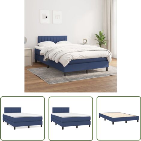 The Living Store Boxspringbett mit Matratze Blau 120x200 cm Stoff - Boxspringbett - Doppelbett - Schlafraum - Bettenausstattung - Blau