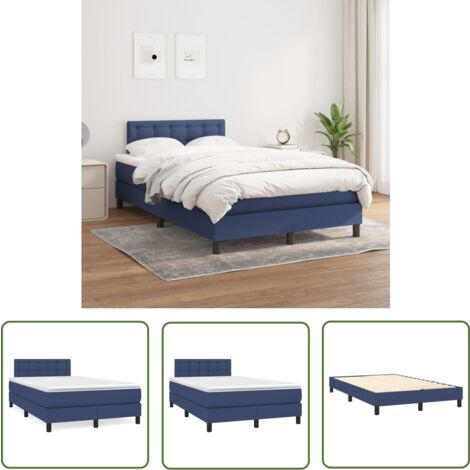 The Living Store Boxspringbett mit Matratze Blau 120x200 cm Stoff - Boxspringbett - Doppelbett - Schlafraum - Blau - Bettenrahmen