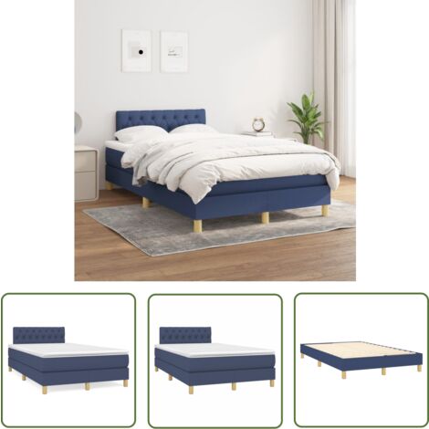 The Living Store Boxspringbett mit Matratze Blau 120x200 cm Stoff - Boxspringbett - Doppelbett - Schlafsystem - Bettenrahmen - Matratze