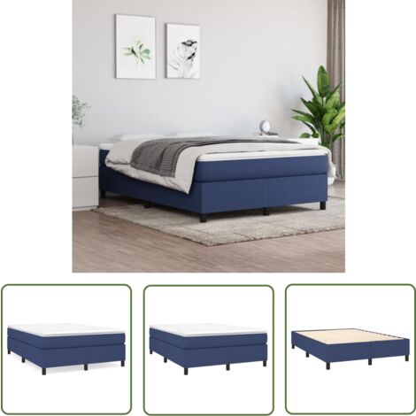 The Living Store Boxspringbett mit Matratze Blau 140x190 cm Stoff - Boxspringbett - Doppelbett - Bettenrahmen - Matratze - Matratzenauflage