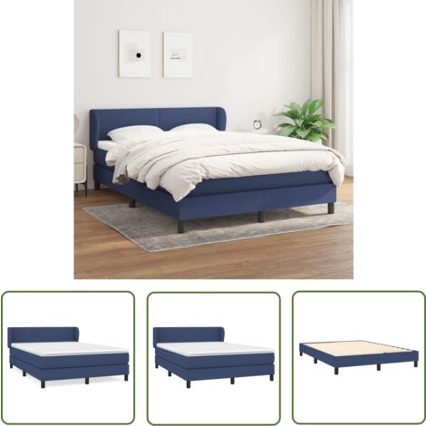 The Living Store Boxspringbett mit Matratze Blau 140x200 cm Stoff - Boxspringbett - Doppelbett - Schlafraum - Blau - Bettenrahmen