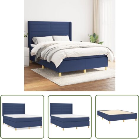 The Living Store Boxspringbett mit Matratze Blau 140x200 cm Stoff - Boxspringbett - Doppelbett - Schlafraum - Blau - Bettenrahmen