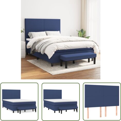 The Living Store Boxspringbett mit Matratze Blau 140x200 cm Stoff - Boxspringbett - Doppelbett - Schlafraum - Blau - Bettsofa