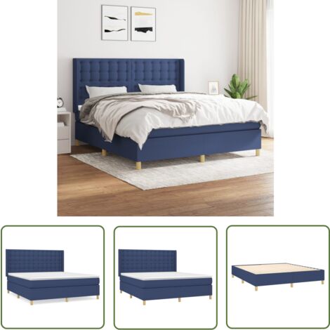 The Living Store Boxspringbett mit Matratze Blau 180x200 cm Stoff - Boxspringbett - Doppelbett - Schlafraum - Blau - Bettauflage