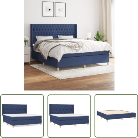 The Living Store Boxspringbett mit Matratze Blau 180x200 cm Stoff - Boxspringbett - Doppelbett - Schlafraum - Blau - Bettenrahmen