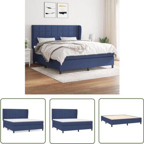 The Living Store Boxspringbett mit Matratze Blau 180x200 cm Stoff - Boxspringbett - Doppelbett - Schlafraum - Blau - Bettenrahmen