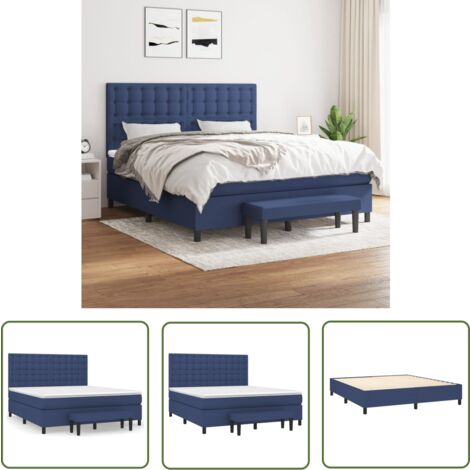 The Living Store Boxspringbett mit Matratze Blau 180x200 cm Stoff - Boxspringbett - Doppelbett - Schlafraum - Blau - Bettsofa