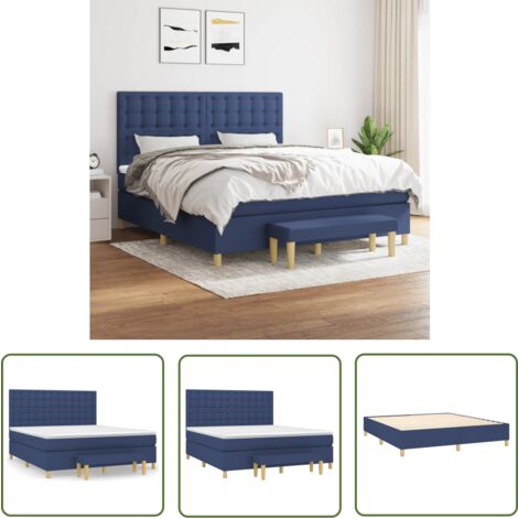 The Living Store Boxspringbett mit Matratze Blau 180x200 cm Stoff - Boxspringbett - Doppelbett - Schlafraumgestaltung - Blau - Bettsofa