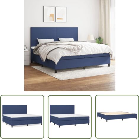 The Living Store Boxspringbett mit Matratze Blau 200x200 cm Stoff - Boxspringbett - Doppelbett - Blau - Bettrahmen - Matratze