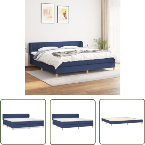 The Living Store Boxspringbett mit Matratze Blau 200x200 cm Stoff - Boxspringbett - Doppelbett - Blau - Bettsofa - Lattenrost
