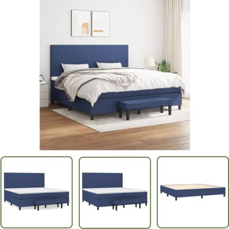 The Living Store Boxspringbett mit Matratze Blau 200x200 cm Stoff - Boxspringbett - Doppelbett - Blau - Bettsofa - Schlafsystem